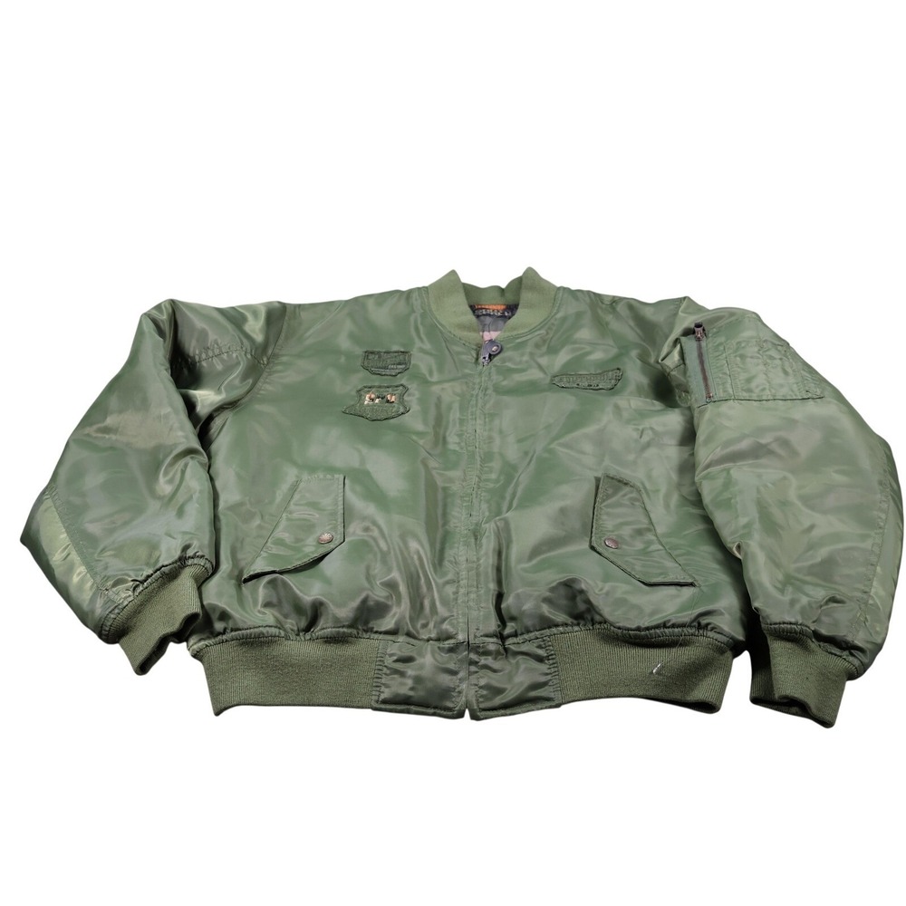 VTG Alpha Industries MA-1 Flyers Flight Bomber Jacket Men Large Camo 80s 90s USA